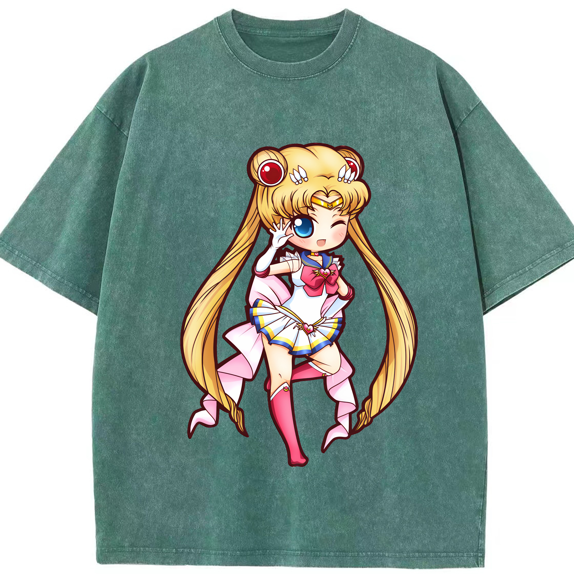 （画像用） 美少女戦士セーラームーン 月野 うさぎ つきの うさぎ Sailor Moon Tsukino Usagi 綿100% ヴィンテージ風 半袖Tシャツ（フロントプリント）